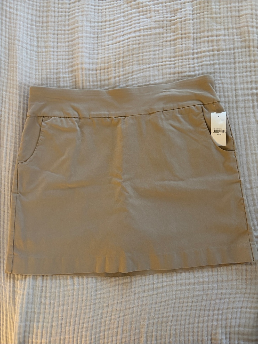 Womenβs Stretch Mini Skirt in Taupe